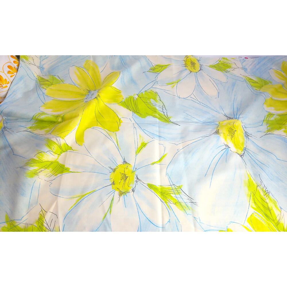 Vintage Cannon Royal Family No Iron Percale Heavenly Daisy Blue Full Sheet Set - Picture 6 of 6